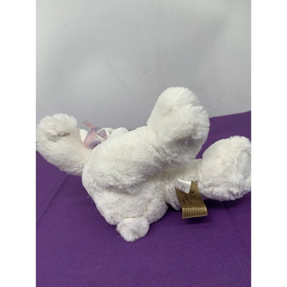 Dena NO 1784 First Main White Bear Plush Stuffed Animal Purple Pink Striped Ribb - Picture 5 of 12